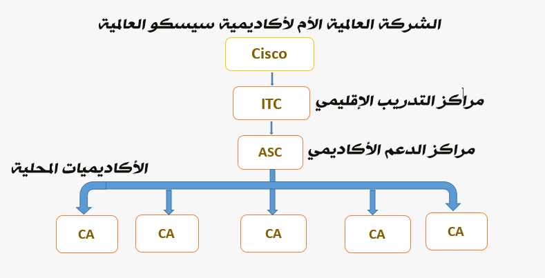 أكاديمية الشبكات سيسكو العالمية – جامعة تكريت مرتبطة إداريًا بـ مكتب مساعد رئيس جامعة تكريت للشؤون العلمية، وتُعد واحدة من الأكاديميات المحلية (CA) التي تتبع تنظيمياً إلى ASC وITC بإشراف Cisco العالمية Image
